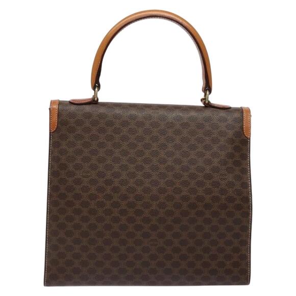 CELINE Macadam Canvas Hand Bag Pvc Leather Brown Gold - Picture 3 of 13